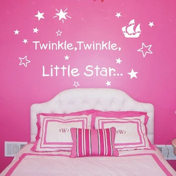 Классическая детская песенка Twinkle Little Star декор детской комнаты виниловая наклейка на стену с цитатой