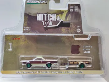 Коллекция моделей автомобилей Chevrolet ElCamino Sport и Trailer Green Edition 1984 года выпуска 1:64