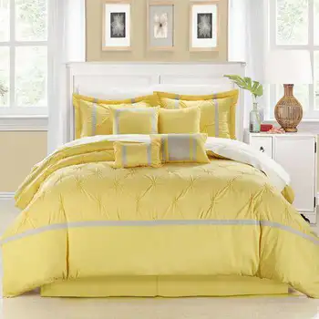 Комплект плиссированного полосатого одеяла Veronica из 12 предметов, желтый