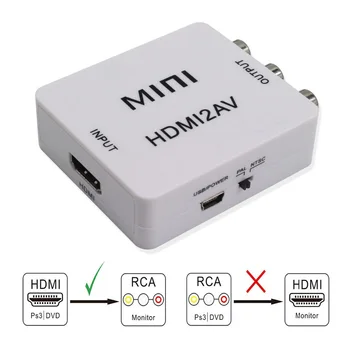 Конвертер HDMI в RCA AV/CVSB L/R Video Box HD 1080P 1920*1080 60Hz HDMI2AV Поддержка NTSC PAL Выход HDMI в AV
