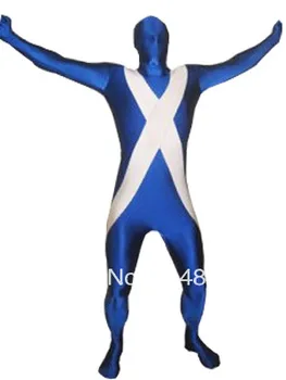 Костюм Зентай из Спандекса с Флагом Шотландии во весь рост