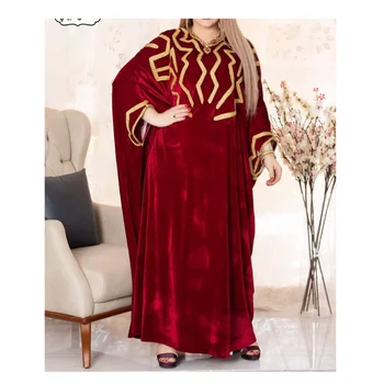 Красное Нарядное бархатное длинное платье с марокканским платьем из Дубая и халатом Фараша в европейском и американском стиле