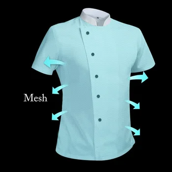Куртка шеф-повара с дышащей сеткой, мужская женская рубашка с коротким рукавом для приготовления пищи