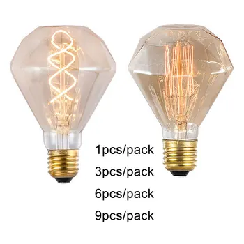 Лампа Эдисона с регулируемой Яркостью G95 Diamond 4 Вт, Светодиодная Спиральная Нить Накаливания 40 Вт, Антикварная Винтажная Лампа Накаливания, Лампа Накаливания Edison Light