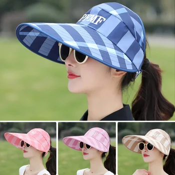 Летние Солнцезащитные шляпы в Корейском стиле Для женщин, Уличная солнцезащитная шляпа, Пляжная кепка, Козырьки, женская шляпа chapeu для женщин