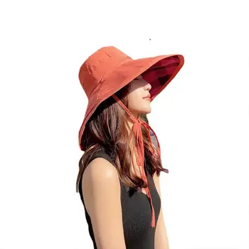 Летняя женская клетчатая кепка-ведро с ремешком, уличная модная рыбацкая шляпа, Дышащие складные двухсторонние солнцезащитные шляпы для путешествий