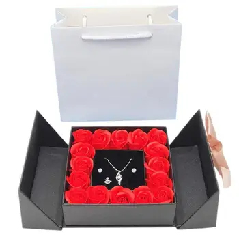 Лидер продаж, 1 комплект, Коробка с розами, бант, Многоцелевое бумажное ожерелье с искусственным цветком, держатель для Свадьбы