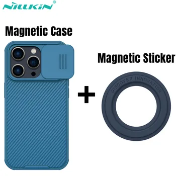 Магнитный чехол NILLKIN Для iPhone 14 Pro Max, Жидкий Силиконовый Чехол Для Защиты камеры Для iPhone 14 Pro, Чехол С Магнитной Наклейкой