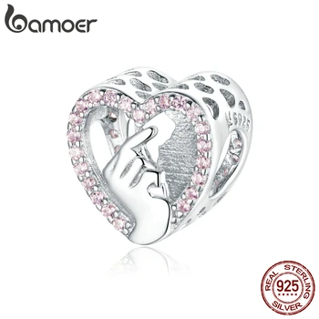 металлические бусины bamoer Finger Heart из Стерлингового серебра 925 пробы с шармом подходят к оригинальному серебряному браслету DIY Jewelry make серебряные бусины SCC1690