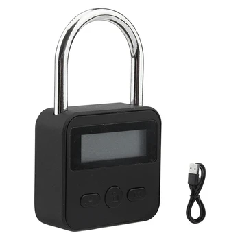 Металлический замок с таймером, черный USB перезаряжаемый ЖК-дисплей, многофункциональный электронный замок с таймером