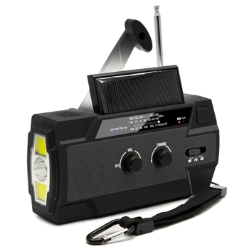 Многофункциональное радио с рукояткой на солнечной батарее, работающее от динамо-машины, AM/FM/ WB, погодное радио со светодиодной подсветкой 4000 мАч