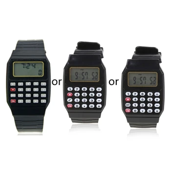 Модные детские силиконовые наручные часы с датой, многоцелевой детский электронный калькулятор
