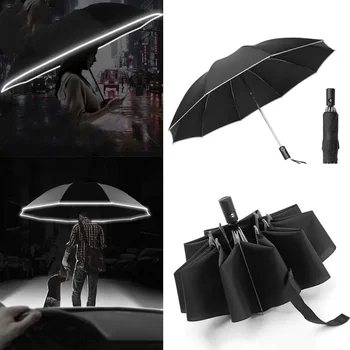 Модный портативный складной автоматический зонт с защитой от дождя и ветра, защищающий от ветра, для путешествий, с легким деловым зонтиком