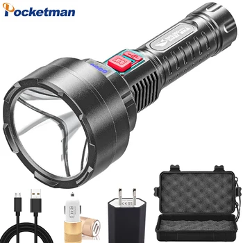 Мощный светодиодный фонарик, USB перезаряжаемые фонарики, водонепроницаемый фонарик, встроенная батарея, вспышка, тактический фонарик