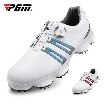 Мужская обувь для гольфа с автоматической ручкой, кожаные водонепроницаемые дышащие кроссовки, противоскользящая спортивная обувь с шипами, высокое качество