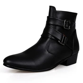 Мужские ботинки; Зимние кожаные короткие ботинки; Обувь в британском стиле; рабочие ботинки на плоской подошве; мотоциклетные короткие ботинки; Повседневная обувь до щиколотки; Wed512
