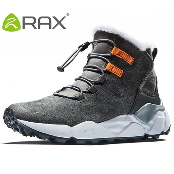 Мужские зимние ботинки RAX с меховой подкладкой, противоскользящая походная обувь, Женские легкие уличные кроссовки для мужчин, Треккинговые ботинки для альпинизма Moutain