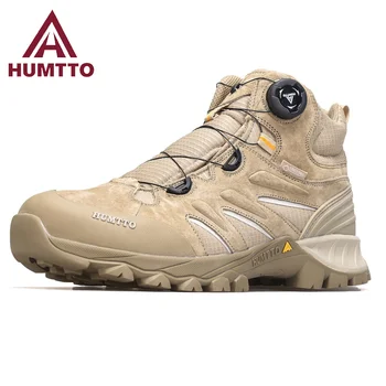 Мужские кожаные ботинки HUMTTO, роскошные дизайнерские походные ботинки, уличные альпинистские треккинговые кроссовки, мужские спортивные водонепроницаемые ботильоны