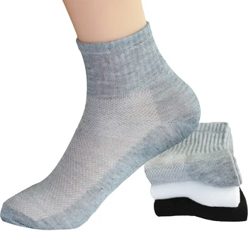 Мужские носки в стиле Лето Осень, сетчатые дышащие деловые хлопковые Мужские Белые Черные Серые Повседневные короткие носки Унисекс
