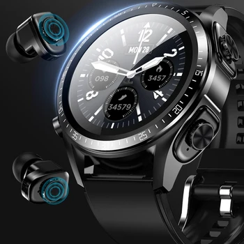 Мужские Смарт-часы для мониторинга артериального давления и состояния здоровья, Спортивные часы TWS2-в-1, Bluetooth наушники, цифровые часы, Бесплатная доставка