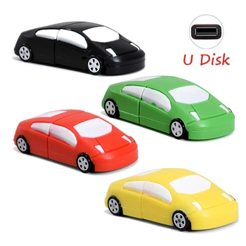 Мультяшный Автомобильный USB Флэш-накопитель 64 ГБ Красные Флешки 32 ГБ Черная Карта памяти 16 ГБ Зеленая Флешка 8 ГБ Желтый U-диск 4 ГБ Подарки для детей