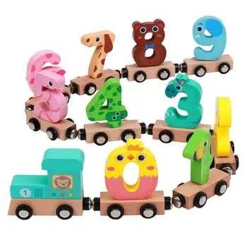 Набор деревянных номерных знаков, Магнитный Деревянный поезд в форме номера, Игрушечный стержень, Головоломка для раннего образования, Креативные Детские развивающие игрушки