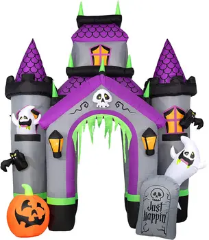 Надувные игрушки для Хэллоуина, Большой 12-футовый Дом с привидениями, Арка замка, Надувные украшения для Хэллоуина во дворе, Газон, Садовая арка