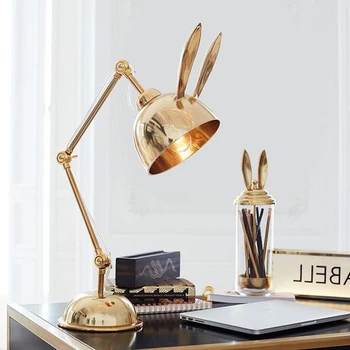 Настольная лампа с заячьими ушками, железные настольные лампы в постмодернистском стиле для гостиной, спальни, кабинета, настольного декора, лампа для чтения в скандинавском стиле, прикроватная лампа для чтения