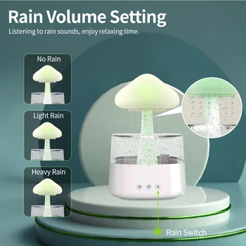Настольный увлажнитель воздуха, дизайн дождевых облаков, диффузор для ароматерапии, USB-аккумулятор со звуком дождя, Красочный ночник для дома