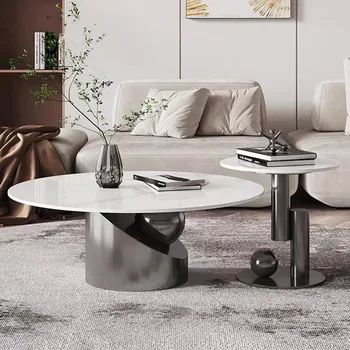 Небольшой приставной столик в гостиной с круглым центром, журнальный столик в скандинавском стиле, Обеденный стол, Туалетный столик для прихожей, Салонная кухонная мебель