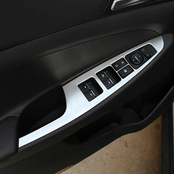 Нержавеющая сталь Для LHD Hyundai Tucson 2015 2016 Аксессуары Автоматическая дверь окно стекло Переключатель Крышка Планки Наклейка для укладки автомобиля 4шт