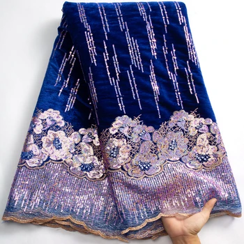 Нигерийская Бархатная кружевная ткань, расшитая блестками Африканская кружевная ткань 2023, Высококачественное Роскошное Элегантное платье, сшитое для женщин A3463