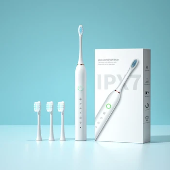 Новейшая звуковая электрическая зубная щетка, перезаряжаемая для взрослых, 6 режимов, умный таймер, IPX7, Водонепроницаемые ультразвуковые зубные щетки, дорожная коробка