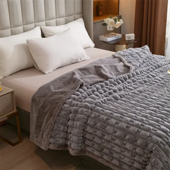 Новое стильное толстое одеяло из искусственного меха, роскошные теплые супер удобные одеяла для кроватей, высококачественное теплое зимнее одеяло