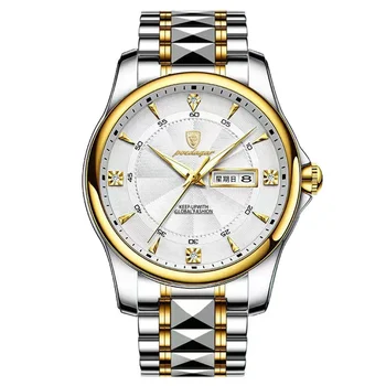 Новые Водонепроницаемые светящиеся кварцевые часы 2023 для мужчин, роскошные модные мужские часы с двойным календарем, корпус из вольфрамовой стали