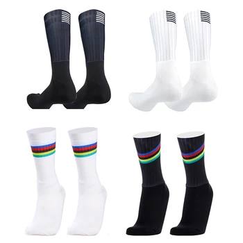 Новые Летние Дышащие носки для Велоспорта, Мужские Нескользящие Бесшовные Носки для Аэробайка, Износостойкие Дорожные носки Calcetines Ciclismo