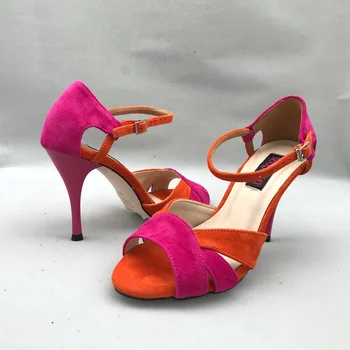 Новые Пикантные туфли для танцев аргентинского танго, свадебные и вечерние туфли для танцев фламенко, женские туфли на кожаной подошве T6273B-ROS