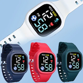 Новые светодиодные квадратные цифровые часы, электронные часы для отдыха и спорта, простые модные водонепроницаемые детские электронные часы