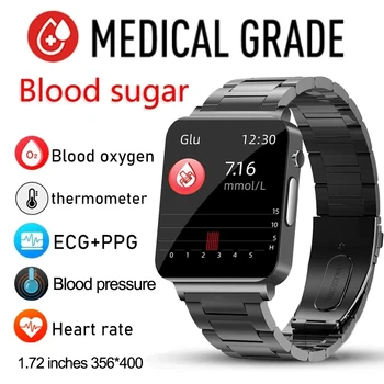 Новые ЭКГ + PPG Безболезненные Неинвазивные Смарт-Часы для измерения уровня глюкозы в крови, Мужские Здоровые Смарт-Часы Для Измерения Артериального Давления, Измеритель уровня глюкозы в крови