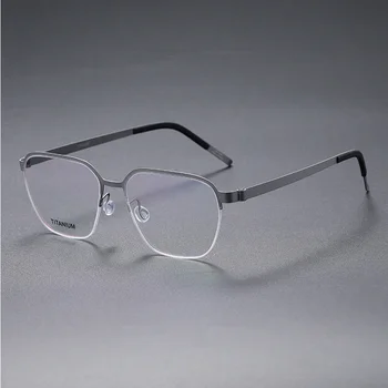 Новый Датский бренд 7423 Титановые Очки Мужские Безвинтовые Очки Для Чтения в Полуободке По Рецепту Легкие Очки В Оправе Для Бровей