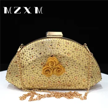 Новый дизайн 2023, Женский Клатч, Модная Золотая Элегантная сумочка на цепочке через плечо, сумочка для вечеринки, женский кошелек с бриллиантами