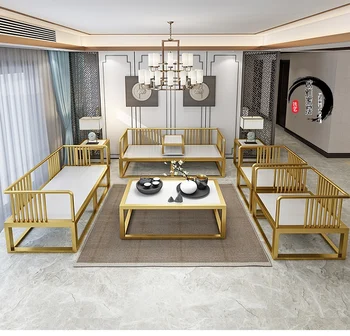 Новый китайский железный диван офисная простая современная приемная бизнес-B & B club комбинированная мебель зона отдыха