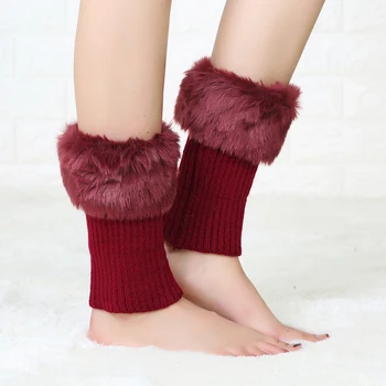Новый плюшевый женский чехол на щиколотки, Зимняя тепловая грелка для ног, Вязаные Модные однотонные женские Шерстяные чехлы для ног