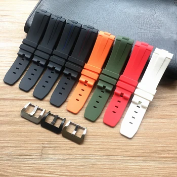 Новый стиль, мягкий 24 мм Изогнутый конец, Оранжевый, Черный, Зеленый, Красный, Белый Силиконовый резиновый ремешок для часов PAM, браслет, ремень, ремешок для часов