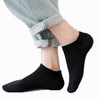 Носки до щиколоток, Спортивные носки, Повседневные носки-лодочки, Черные деловые носки, однотонные Дышащие Удобные носки высокого качества