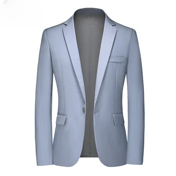 Однотонная новая брендовая повседневная модная корейская куртка, Блейзер обычной посадки для мужчин, Элегантный свадебный костюм, пальто, мужская одежда 5XL