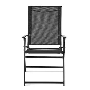 Опоры Greyson Square Комплект из 2 Складных стульев для патио из нержавеющей Стали, черный уличный стул, садовый стул, садовая мебель