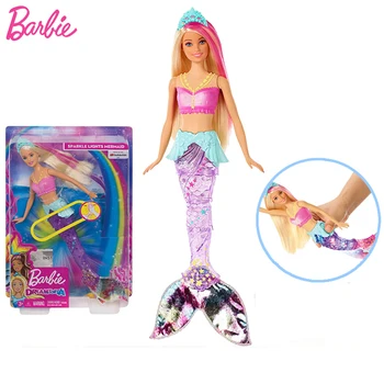 Оригинальная кукла-русалка марки Barbie, кукла с радужными огнями, игрушки для девочек, подарок для детей, подарок на День рождения, Boneca