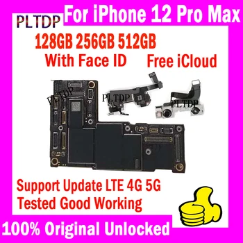 Оригинальная Материнская плата Для iPhone 12 Pro Max С/БЕЗ Face ID 512GB 256GB 128GB Для iPhone 12 Pro Max Материнская плата 5G 4G LTE Plate