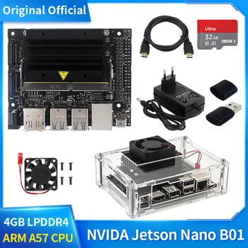 Оригинальный NVIDIA Jetson Nano 4GB Developer Kit B01 Четырехъядерный 64-разрядный процессор ARM с Дополнительным Акриловым корпусом Блок питания для разработки искусственного интеллекта